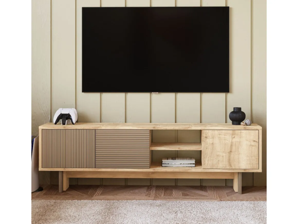 Meuble TV en bois "Ravello" - 150 x 30 x 45 cm - Beige