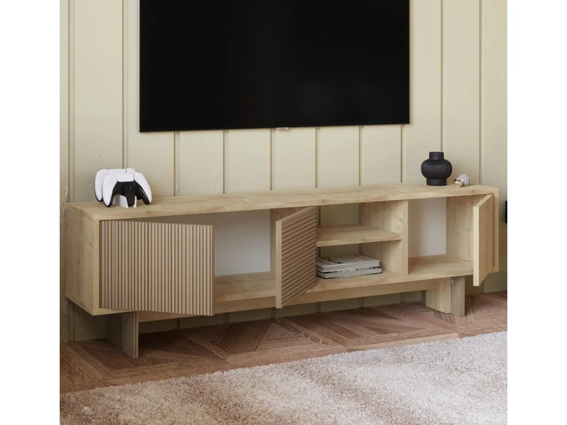 Meuble TV en bois "Ravello" - 150 x 30 x 45 cm - Beige