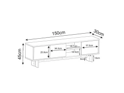 Meuble TV en bois "Ravello" - 150 x 30 x 45 cm - Noir
