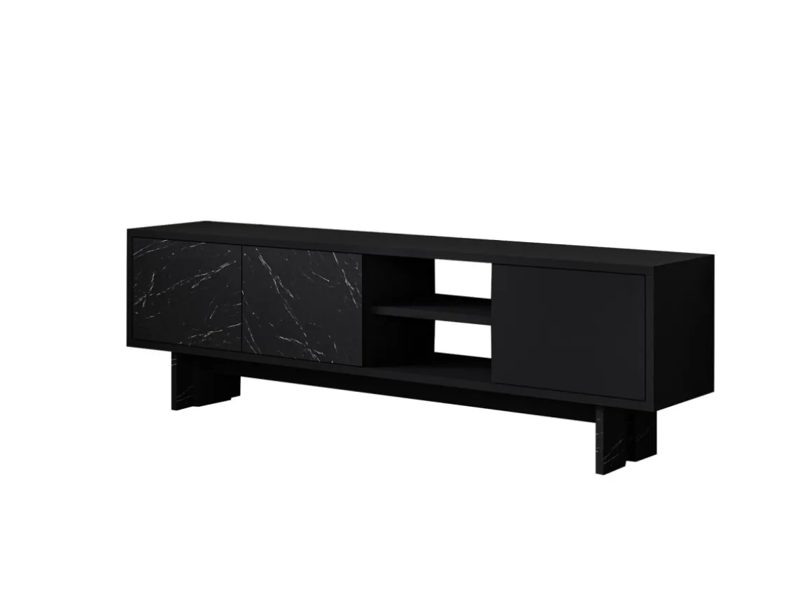 Meuble TV en bois "Ravello" - 150 x 30 x 45 cm - Noir