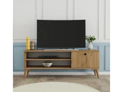 Meuble TV en bois "Retro" - 120 x 29 x 44 cm - Beige