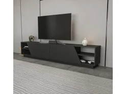 Meuble TV en bois "Rhodes" - 240 x 37 x 47 cm - Gris anthracite