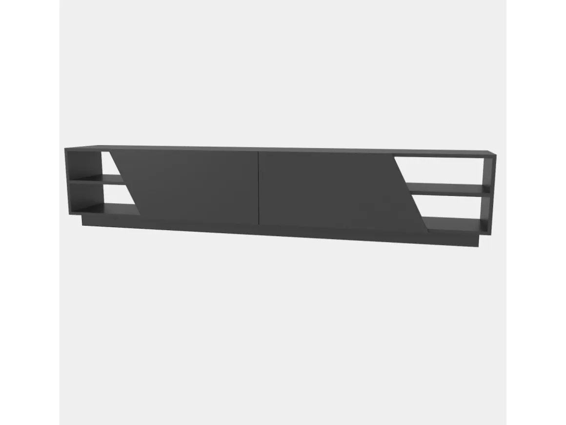 Meuble TV en bois "Rhodes" - 240 x 37 x 47 cm - Gris anthracite