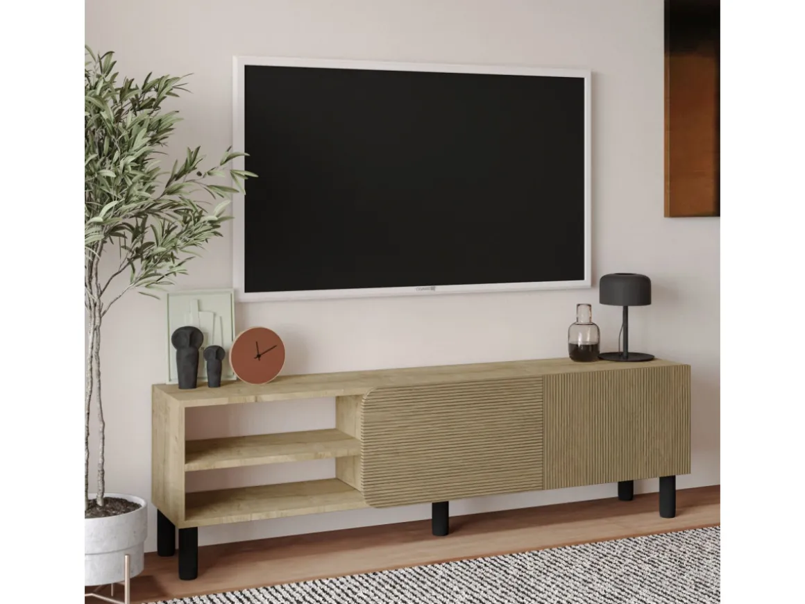 Meuble TV en bois "River" - 150 x 31 x 48 cm - Beige