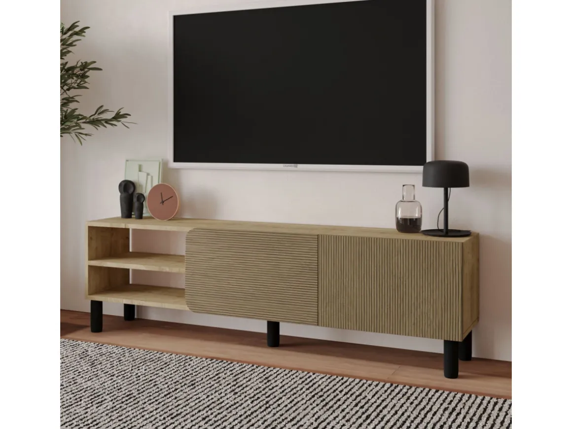 Meuble TV en bois "River" - 150 x 31 x 48 cm - Beige