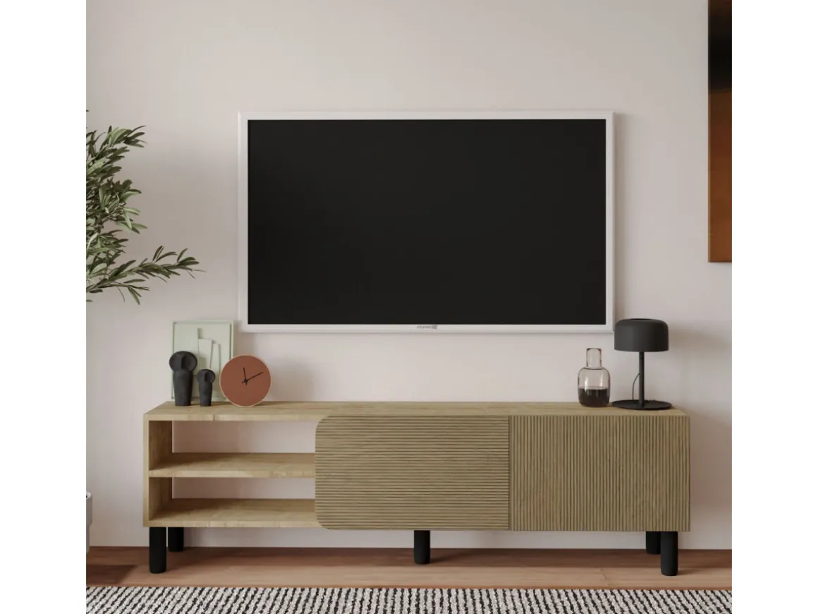 Meuble TV en bois "River" - 150 x 31 x 48 cm - Beige