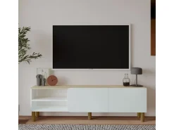 Meuble TV en bois "River" - 150 x 31 x 48 cm - Blanc