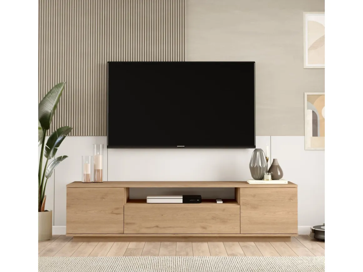 Meuble TV en bois "Rowen" - 180 x 44 x 44 cm - Marron
