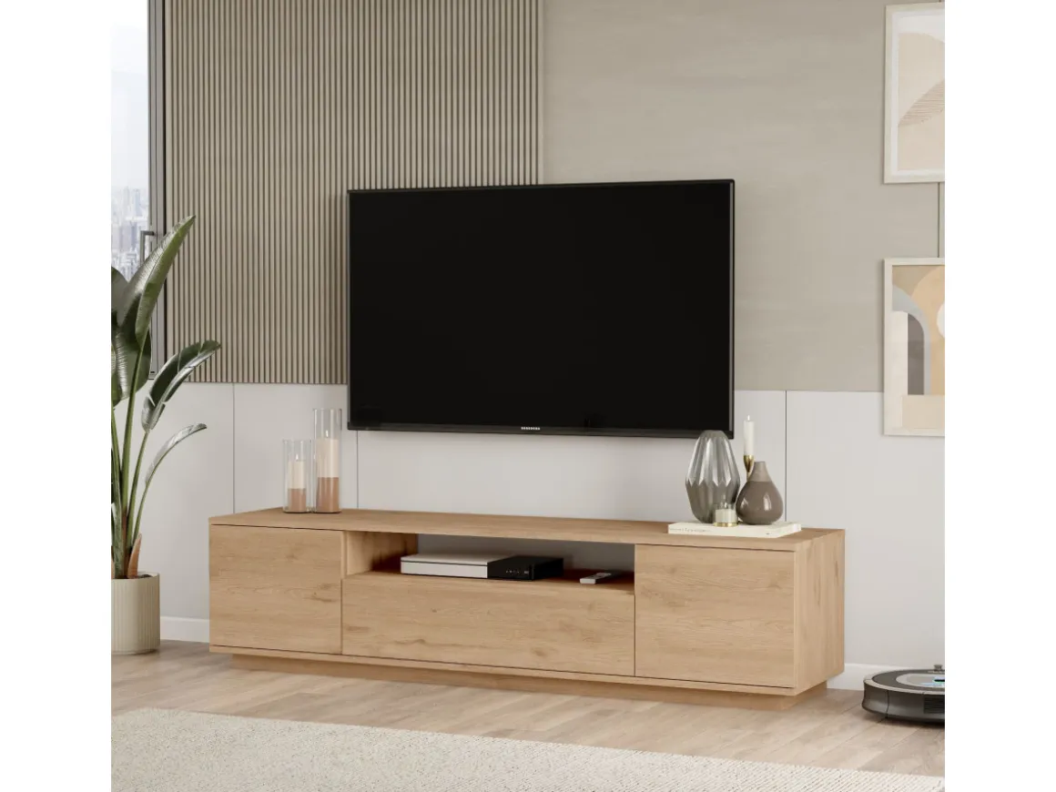 Meuble TV en bois "Rowen" - 180 x 44 x 44 cm - Marron