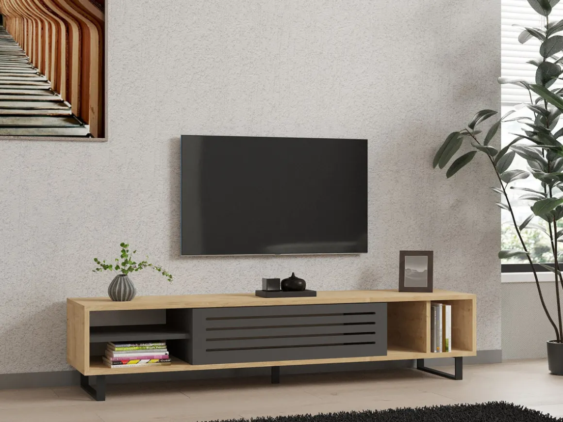 Meuble TV en bois "Safir" 160 x 40 x 35 cm - Saphir
