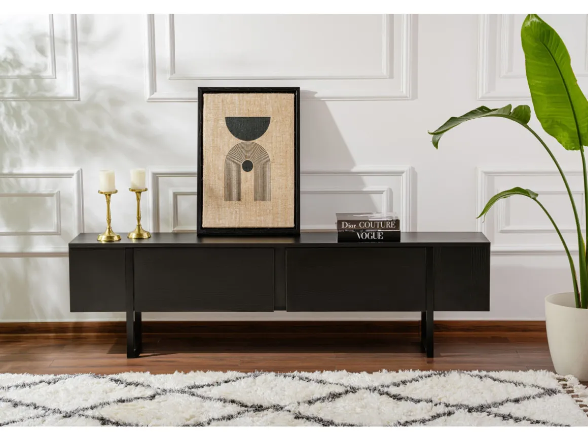 Meuble TV en bois "Serenity" - 180 x 29 x 50 cm - Noir
