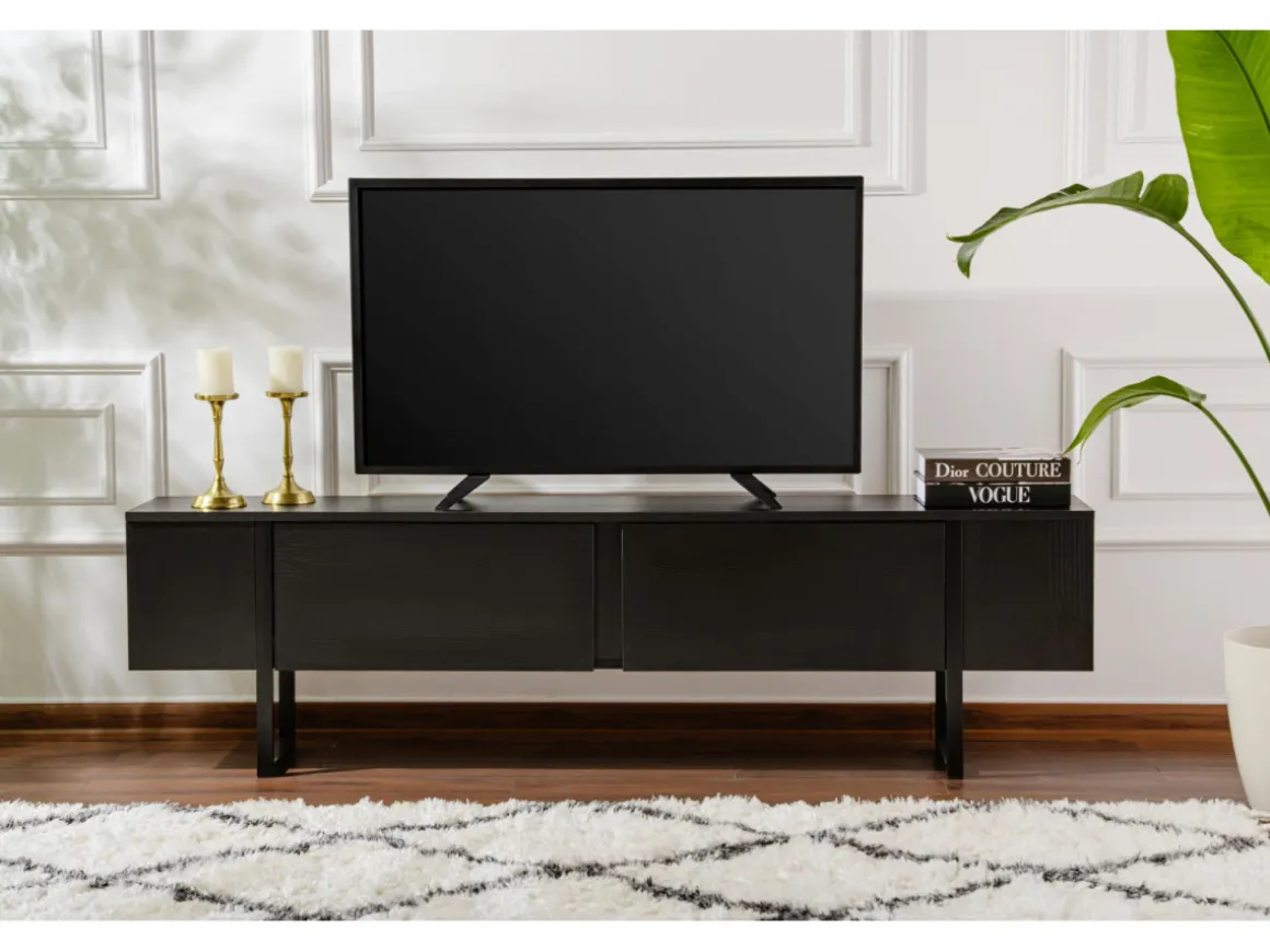 Meuble TV en bois "Serenity" - 180 x 29 x 50 cm - Noir