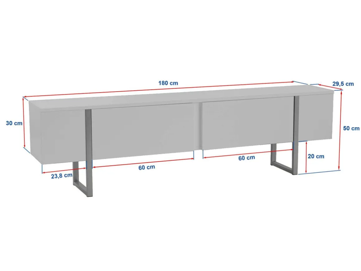 Meuble TV en bois "Serenity" 180 x 30 x 50 cm - Anthracite