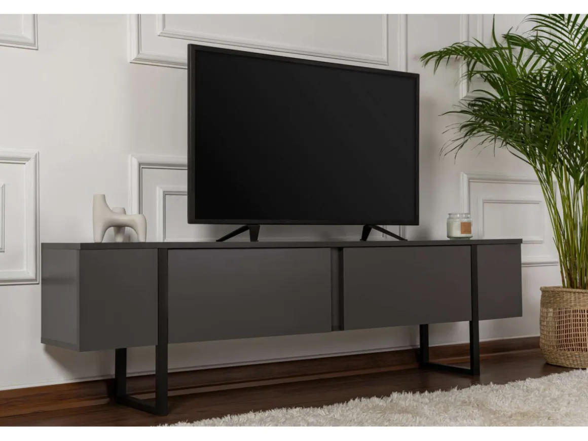 Meuble TV en bois "Serenity" 180 x 30 x 50 cm - Anthracite
