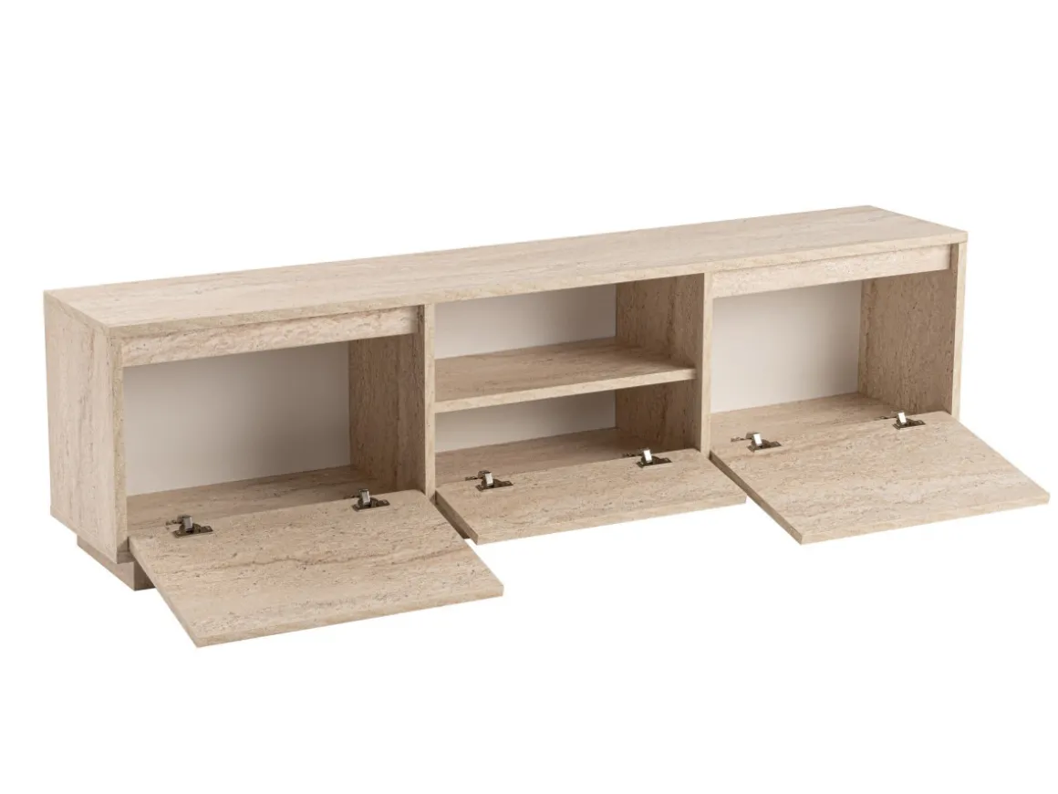Meuble TV en bois "Vanguard" - 160 x 29 x 42 cm - Travertin