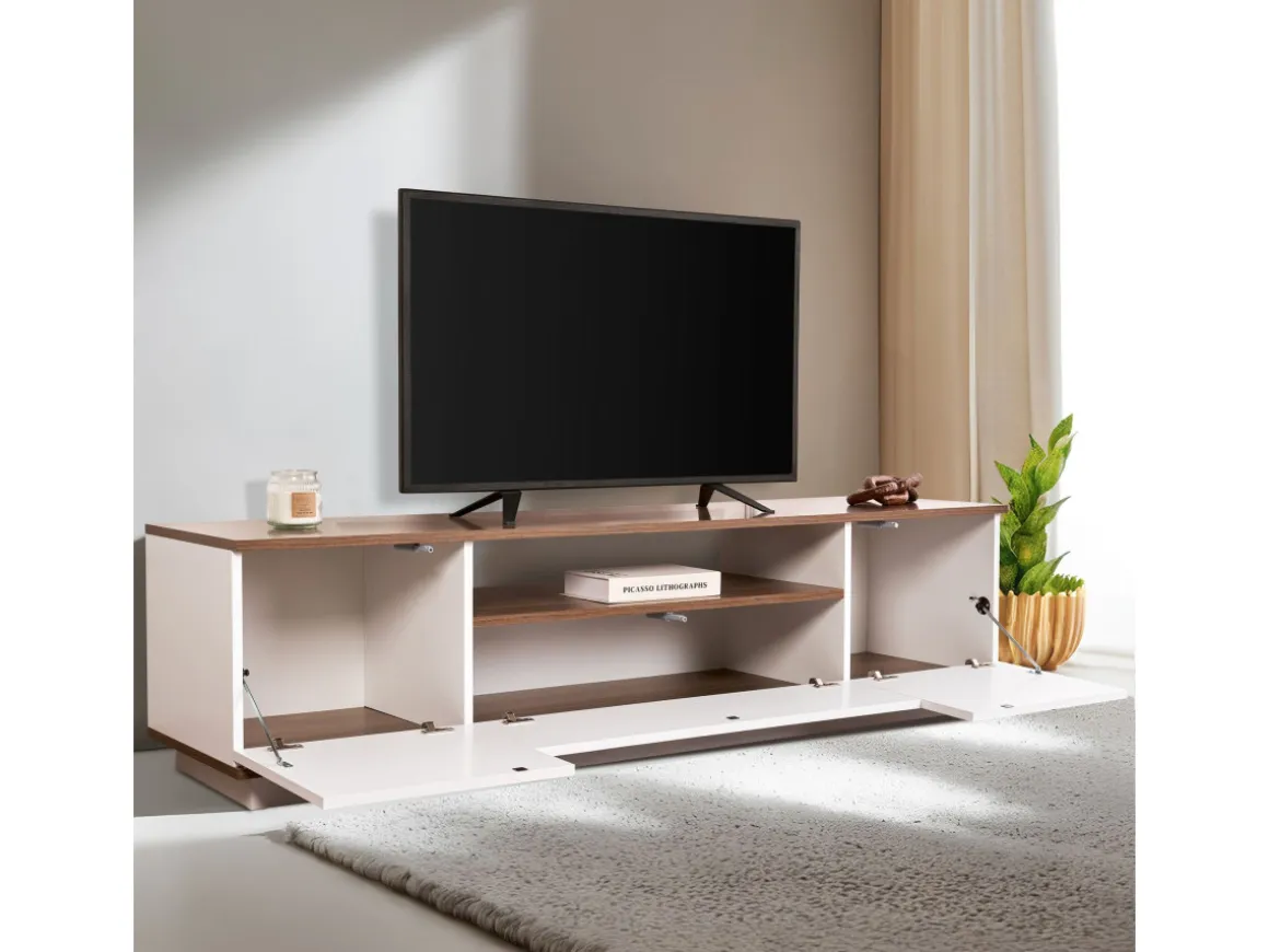 Meuble TV en bois "Veramont" - 180 x 44 x 44 cm - Marron foncé