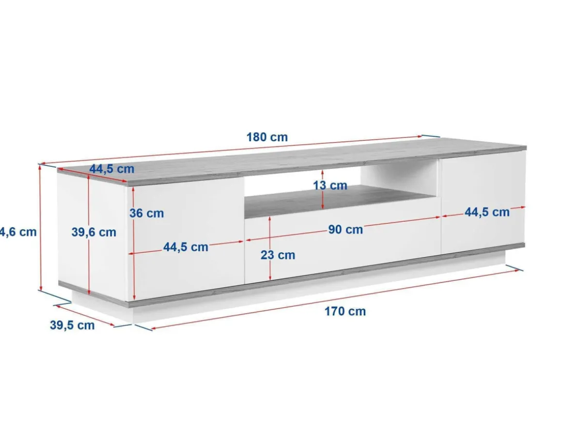 Meuble TV en bois "Veramont" - 180 x 44 x 44 cm - Marron foncé