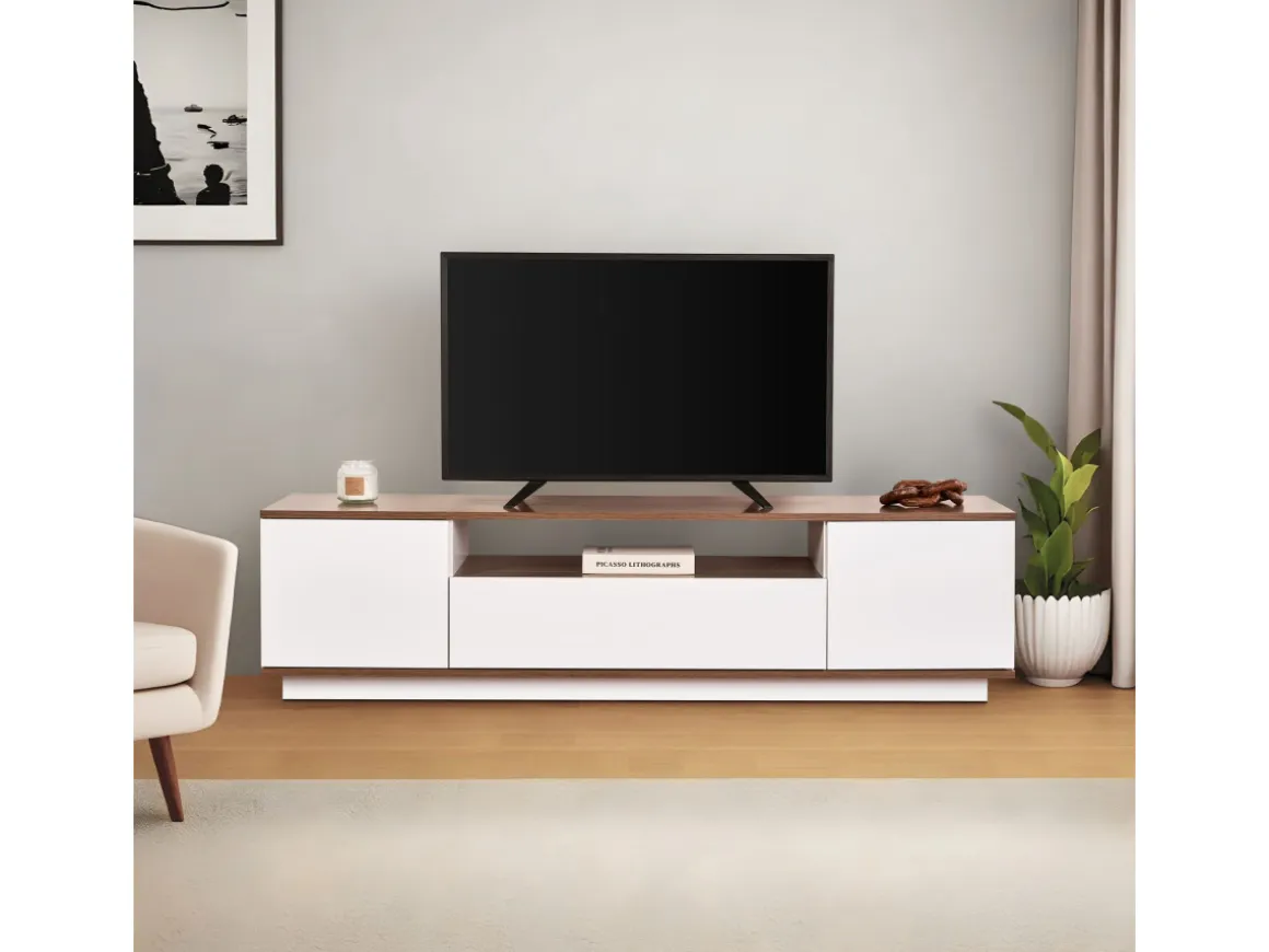 Meuble TV en bois "Veramont" - 180 x 44 x 44 cm - Marron foncé
