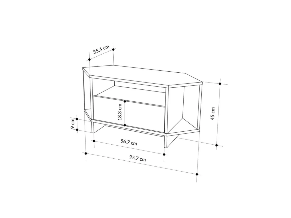 Meuble TV en bois "Viva" - 95 x 35 x 45 cm - Beige