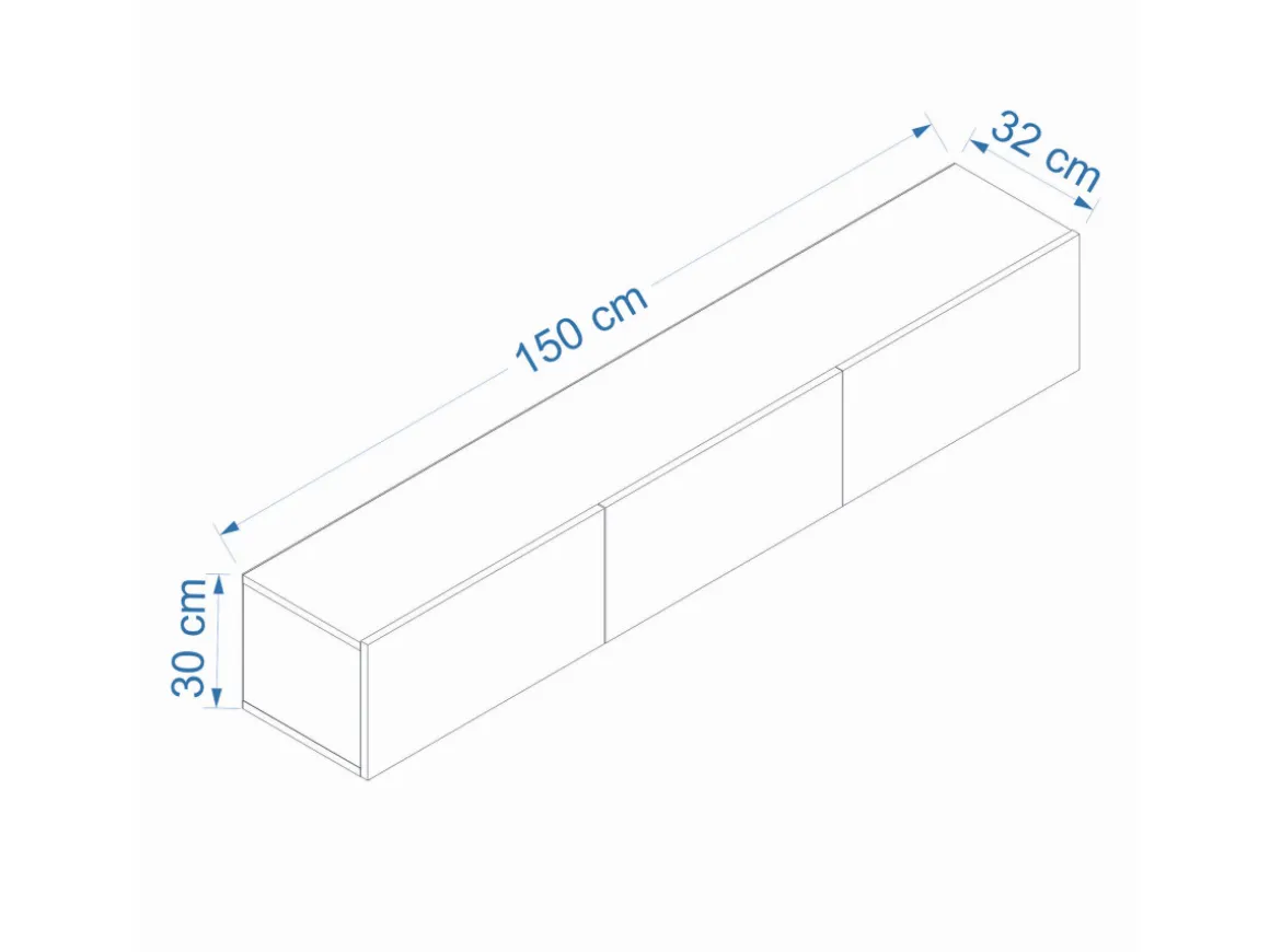 Meuble TV en bois "West" - 150 x 32 x 30 cm - Pin blanc de l'Atlantique