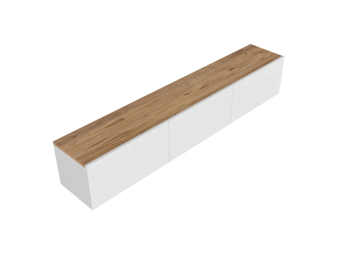Meuble TV en bois "West" - 150 x 32 x 30 cm - Pin blanc de l'Atlantique
