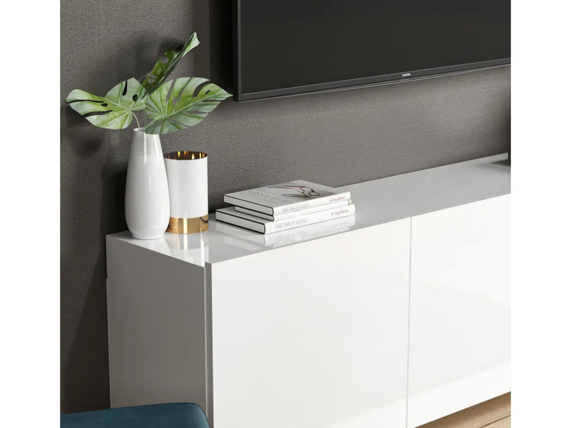 Meuble TV en bois "White" - 150 x 31 x 44 cm - Blanc