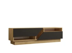 Meuble TV en bois "Yaprak" - 160 x 40 x 45 cm - Saphir, Anthracite