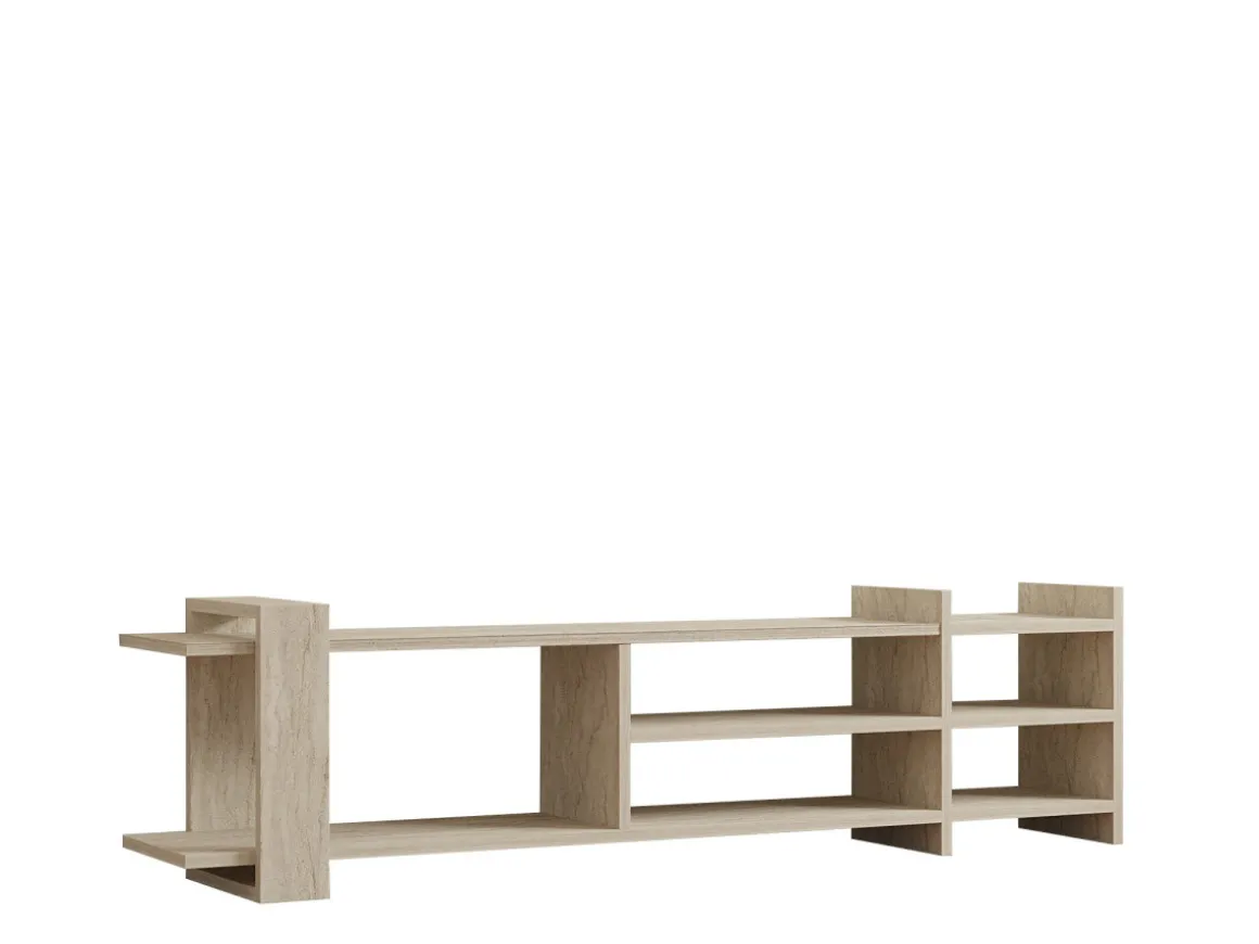 Meuble TV en bois "Zeyna" - 156 x 29 x 40 cm - Travertin