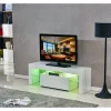 Meuble TV LED "Borda" - 130 x 34 x 45 cm - Blanc laqué