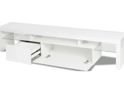 Meuble TV LED laqué "Tina" - 187.5 x 34 x 38 cm - Blanc