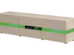 Meuble TV LED "Vida' - 177 x 39 x 45 cm - Blanc laqué