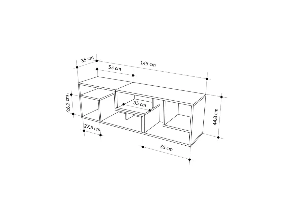 Meuble TV modulable en bois "Glis" - 145 x 35 x 44 cm - Blanc
