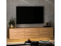 Meuble TV suspendu en bois avec éclairage LED 