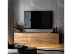 Meuble TV suspendu en bois avec éclairage LED 