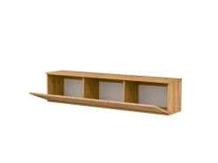 Meuble TV suspendu en bois avec éclairage LED 