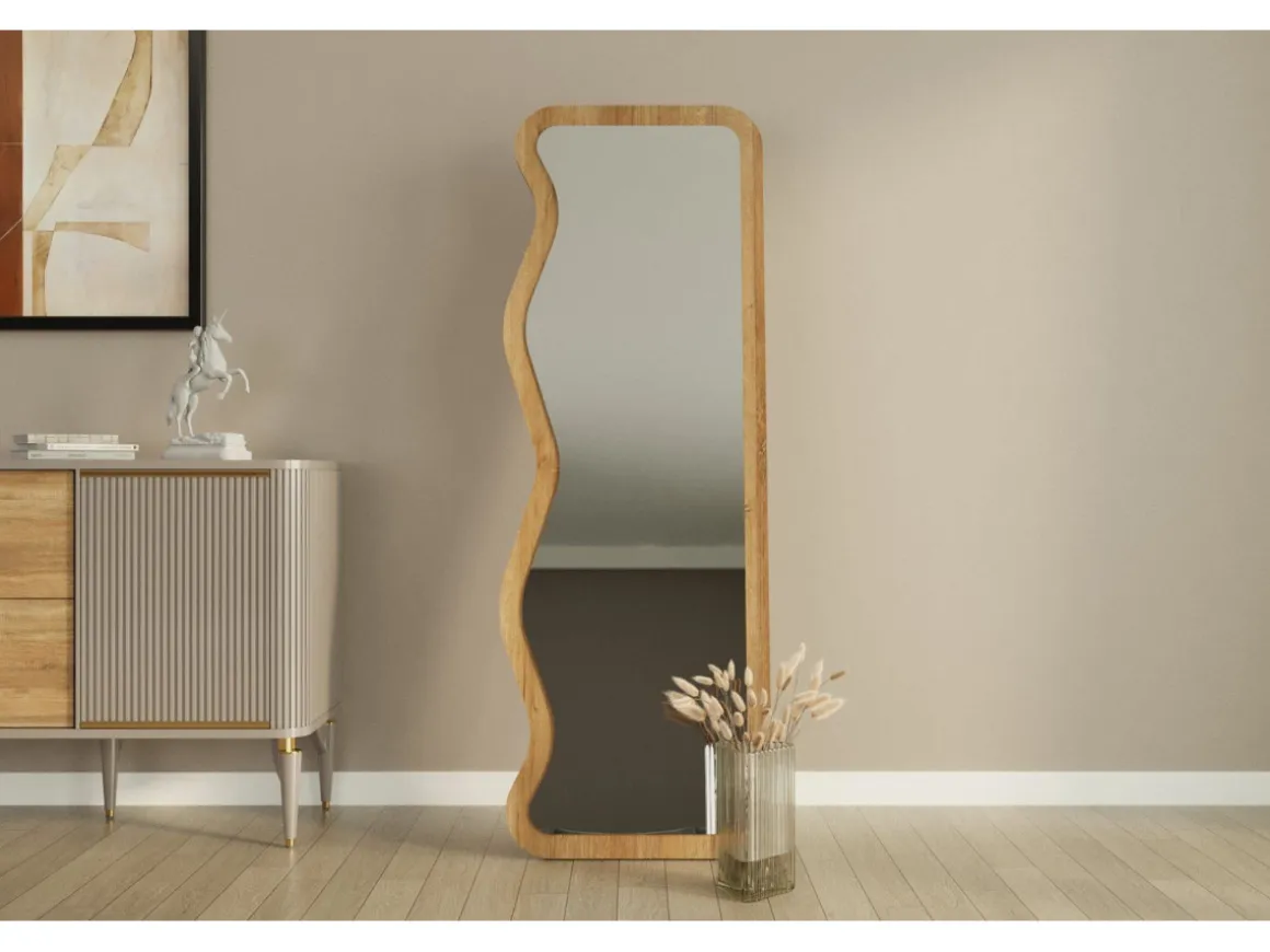 Miroir en bois "Asel" - 50 x 160 cm - Beige