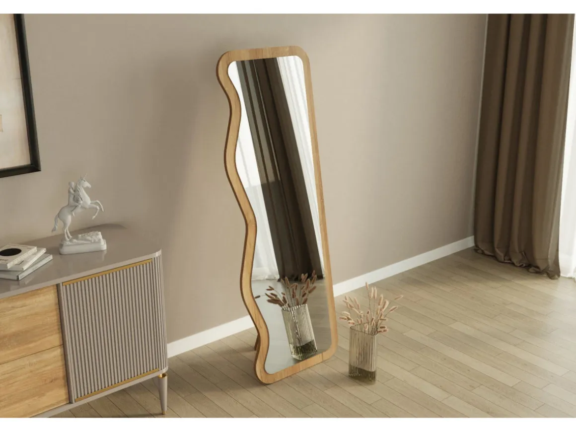 Miroir en bois "Asel" - 50 x 160 cm - Beige