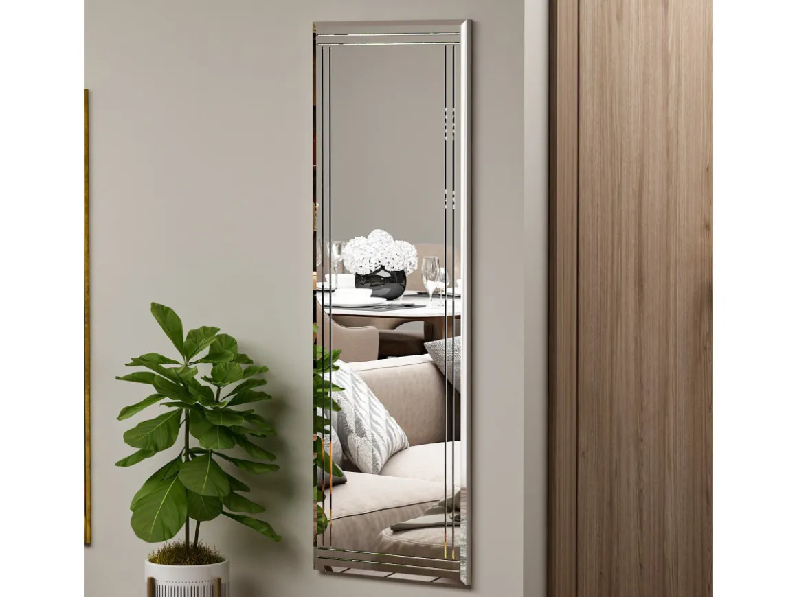 Miroir en bois "Buhem" - 40 x 120 cm - Blanc