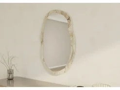 Miroir en bois "Lossa" - 52 x 86 cm - Beige marbré