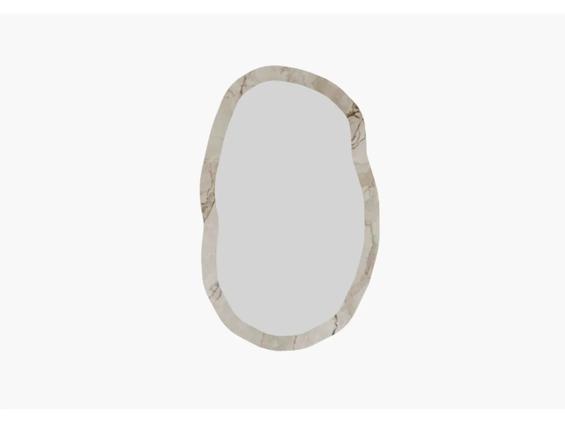 Miroir en bois "Lossa" - 52 x 86 cm - Beige marbré