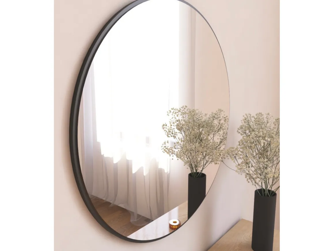 Miroir en bois "Ozze" - 60 x 60 cm - Noir
