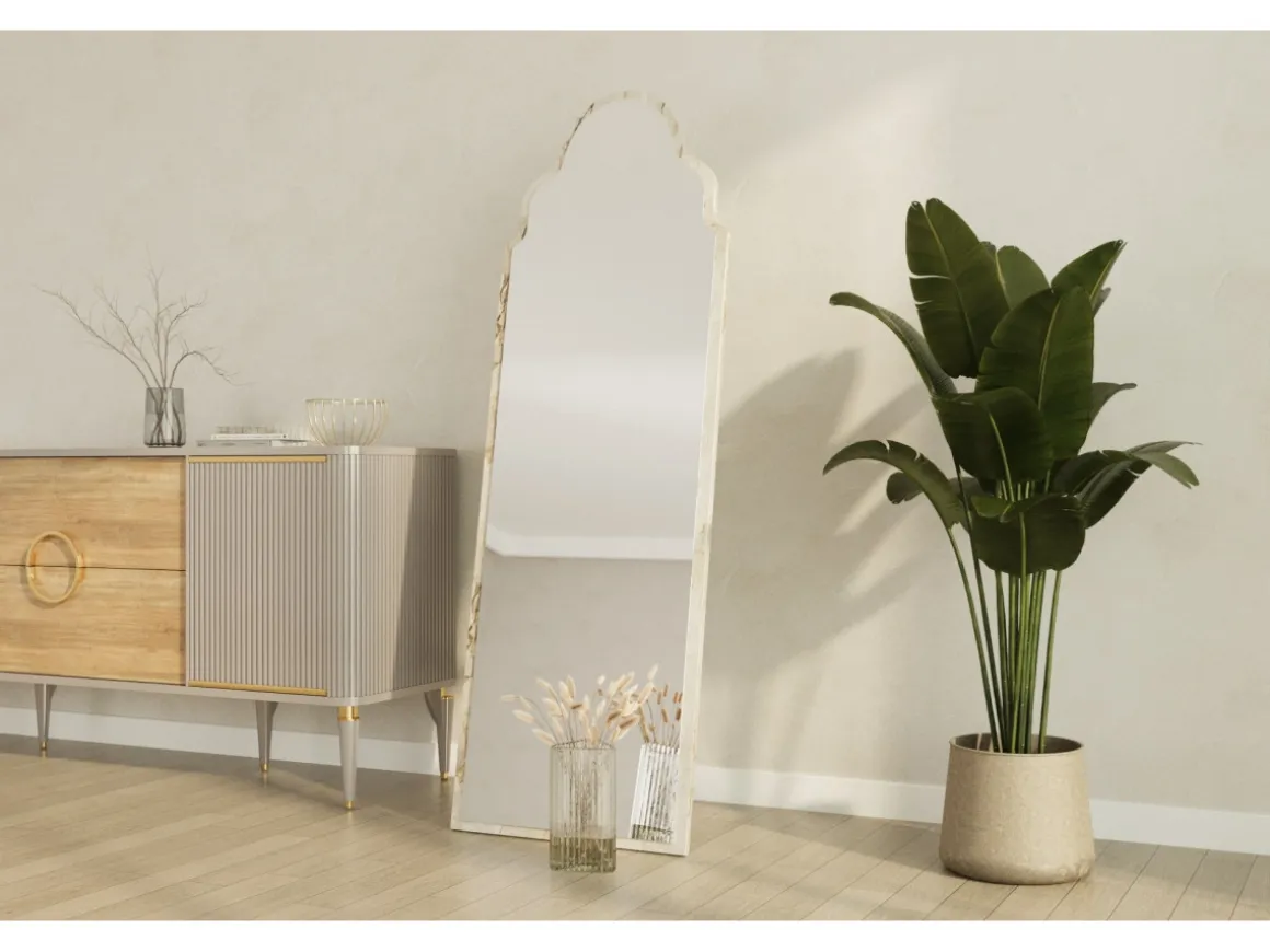 Miroir en bois "Sahmaran " - 50 x 160 cm - Beige