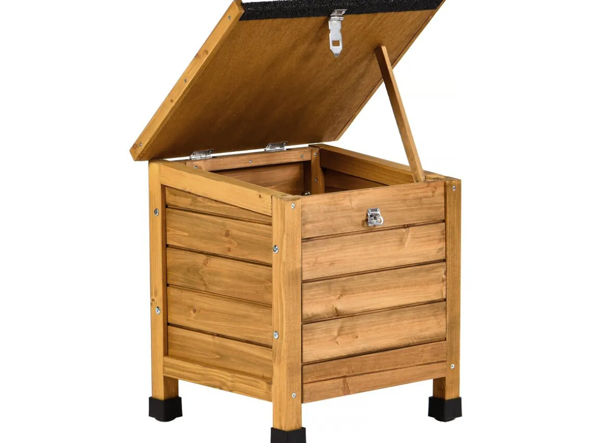 Niche pour chien en bois avec mangeoire et boite de rangement "Rusty" - 151 x 138 x 100 cm - Marron