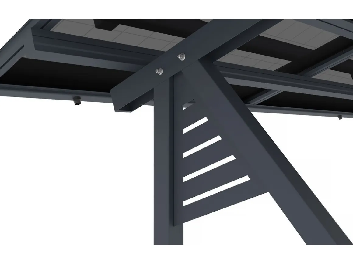 Ombrière Carport solaire avec panneaux photovoltaïques - 366 x 575 x 366 cm - Gris - 4,1 kW