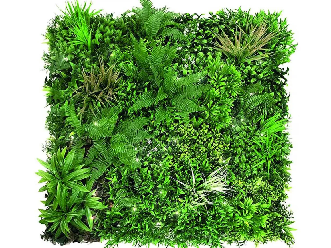 Panneau végétal - " Vertical Sauvage Led " - Lot de 4 - 1.00 x 1.00 m - Vert