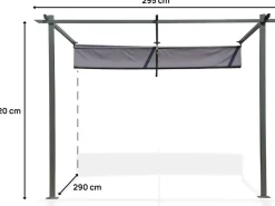 Pergola adossée avec toit rétractable - 3 x 3 m - Gris anthracite