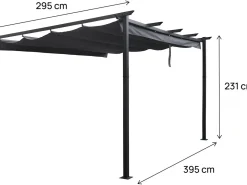 Pergola adossée en aluminium avec toit rétractable-  3 x 4 m -  Gris