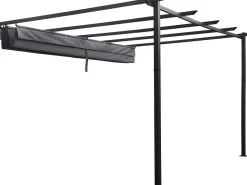 Pergola adossée en aluminium avec toit rétractable-  3 x 4 m -  Gris