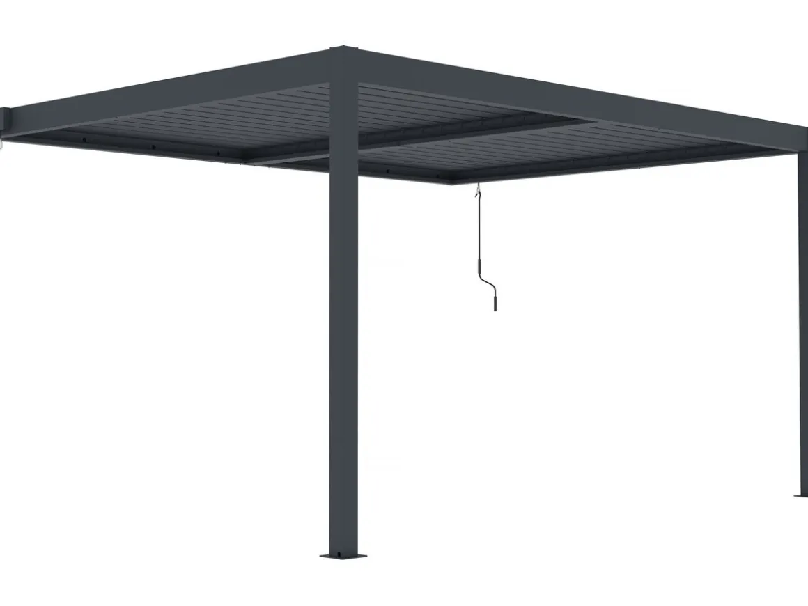 Pergola adossée en aluminium "Windsor" - Gris anthracite - 3 x 4 m