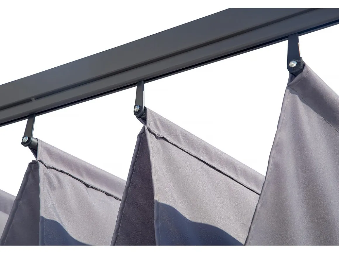 Pergola adossée en métal avec toit rétractable - 3 x 4 m - Gris anthracite